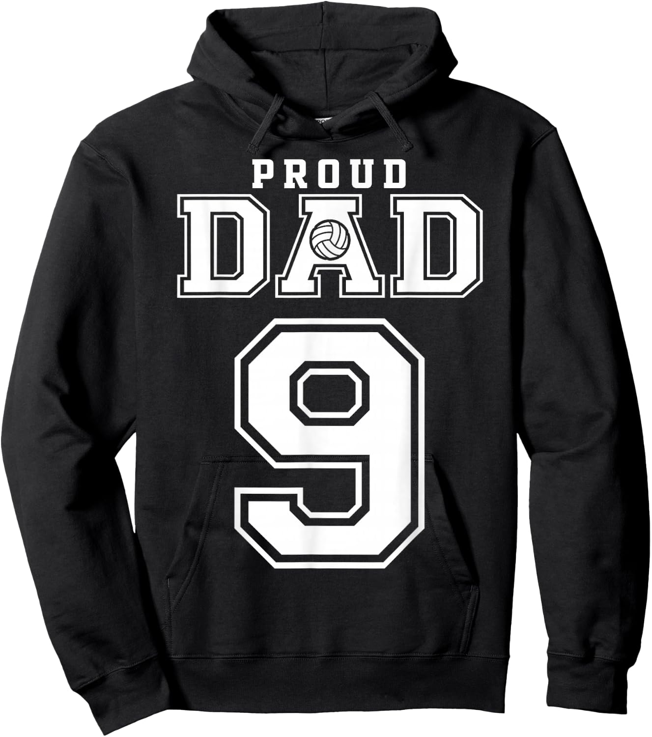Custom Proud Volleyball Dad Number 9 Personalized Hoodie - Hoodie | Black