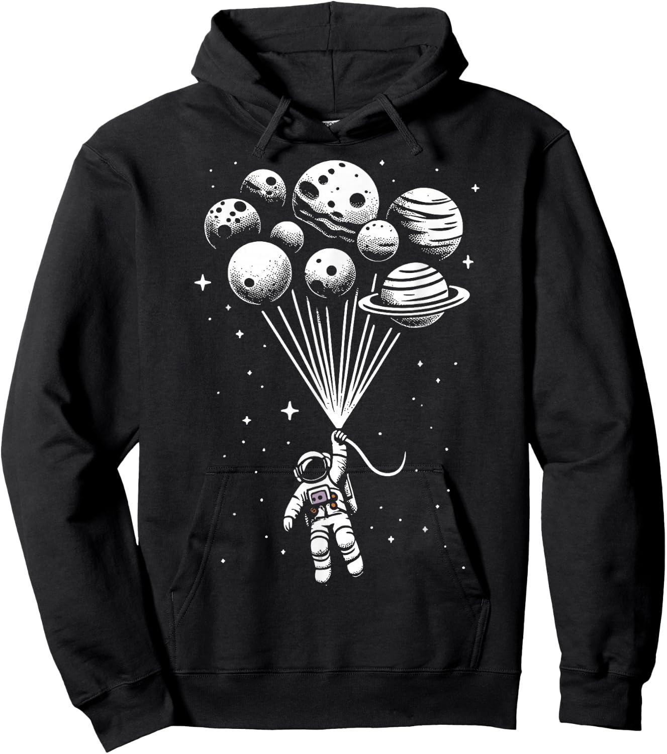Space Astronaut Holding Planet Balloons Space Hoodie - Hoodie | Black