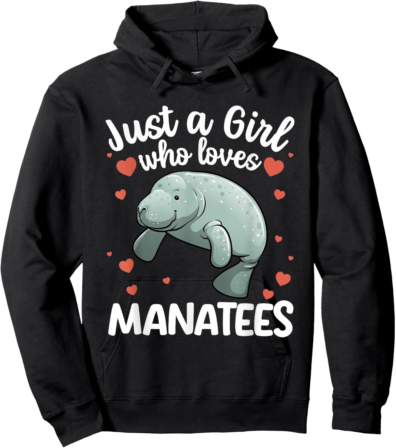 Cool Manatee Art Girls Kids Ocean Dugong Manatee Hoodie - Hoodie | Black