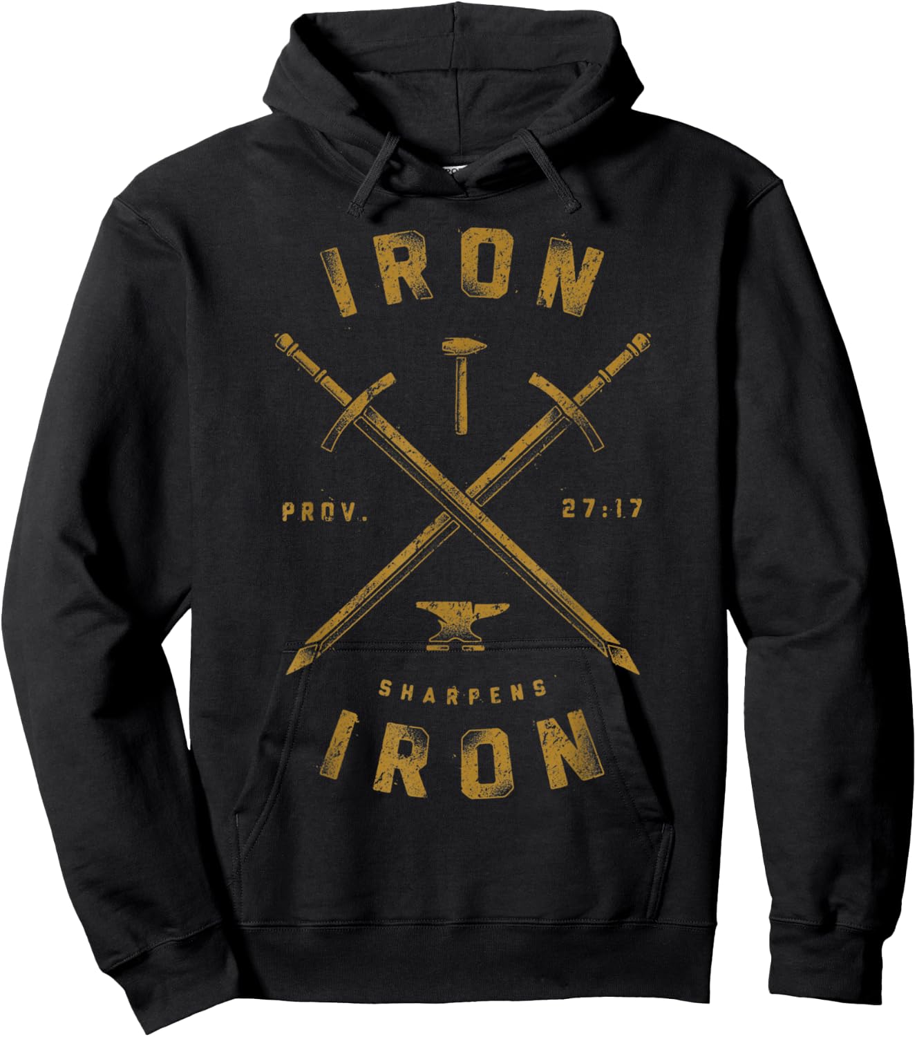 Vintage Iron Sharpens Iron Men Women Strong Christian Gift Hoodie - Hoodie | Black