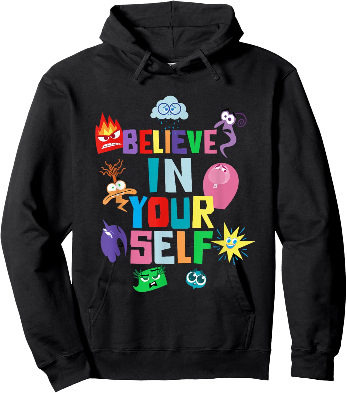 Disney Pixar Inside Out 2 Believe in Yourself Emotions Icons Hoodie - Hoodie | Black