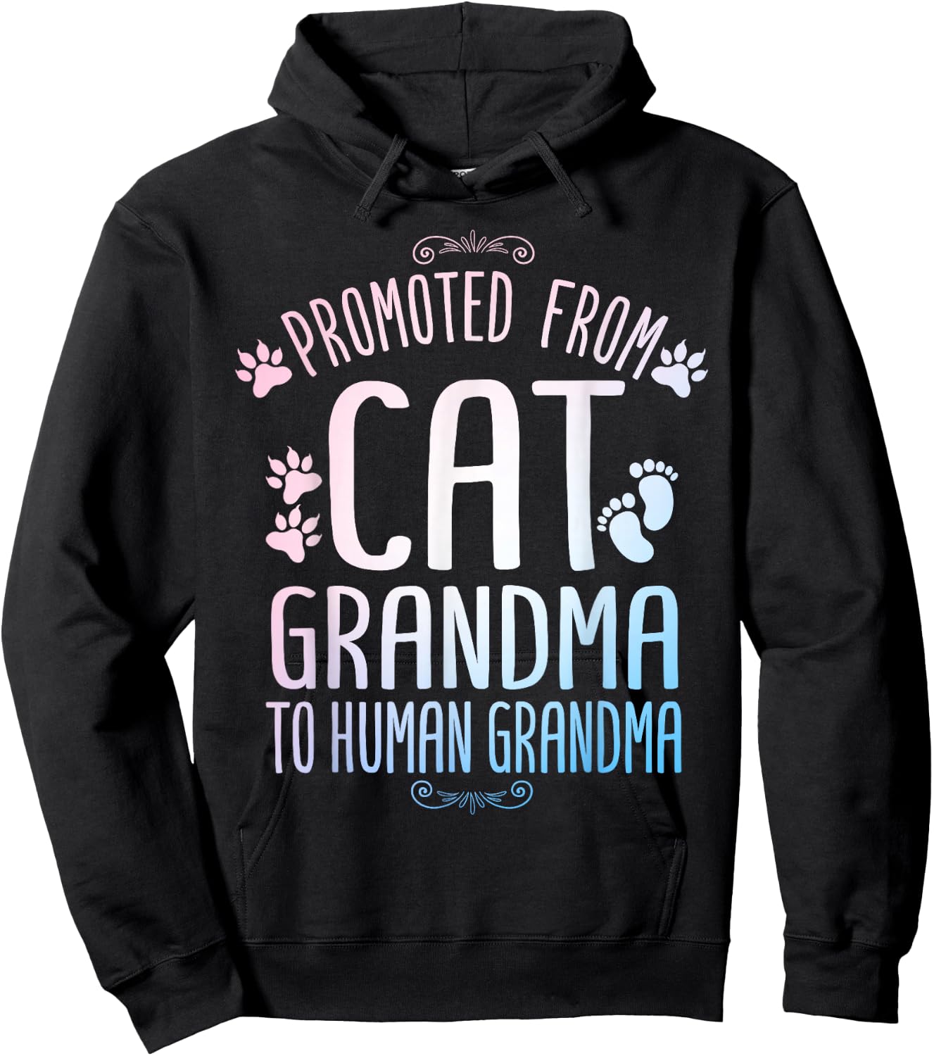 Cool Promoted To Grandma For Mom New Grandmother Cat Grandma Men Women Girls Kids Hoodie - Hoodie | Black