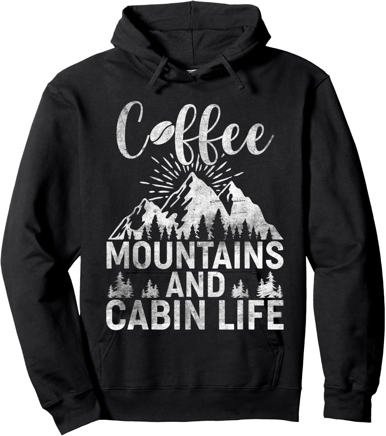 Coffee Mountains Cabin Life Outdoor Camping Hoodie - Hoodie | Black