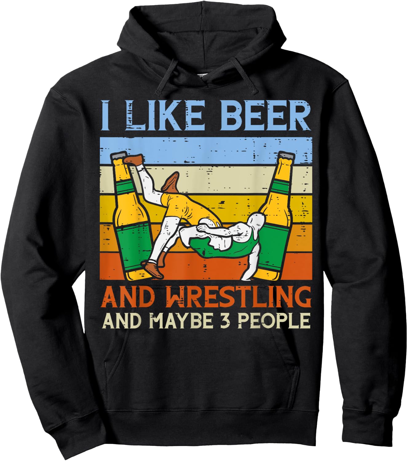 I LIke Wrestling Maybe 3 People Funny Wrestler Dad Papa Men Hoodie - Hoodie | Black