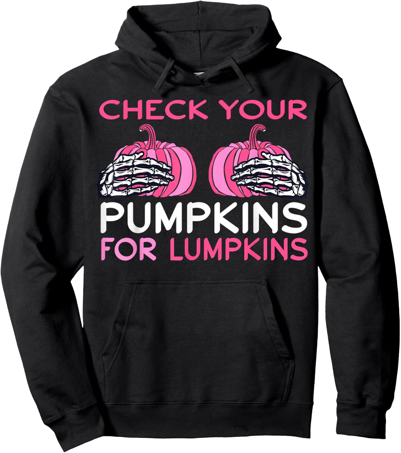 Check Your Pumpkins Breast Cancer Awareness Shirt Halloween Hoodie - Hoodie | Black