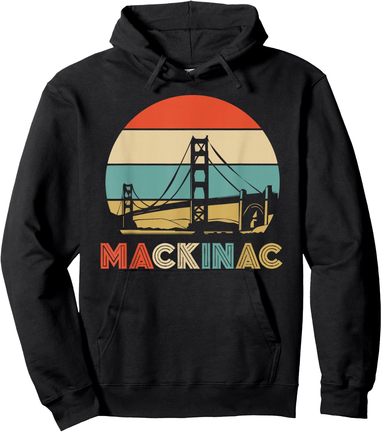 Vintage Mackinac Bridge Island Mackinaw City Retro Michigan Hoodie - Hoodie | Black