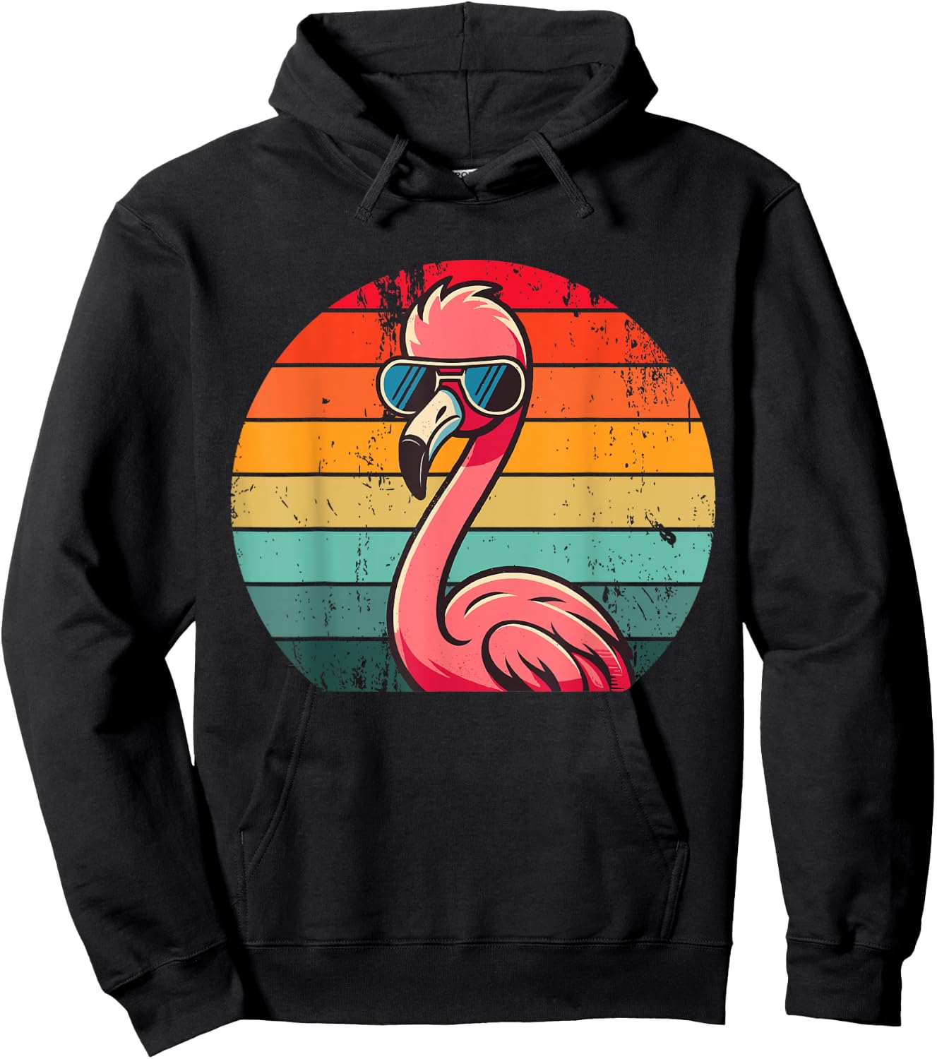 Pink Flamingo in Sunglasses Men Women Kids Funny Flamingo Hoodie - Hoodie | Black