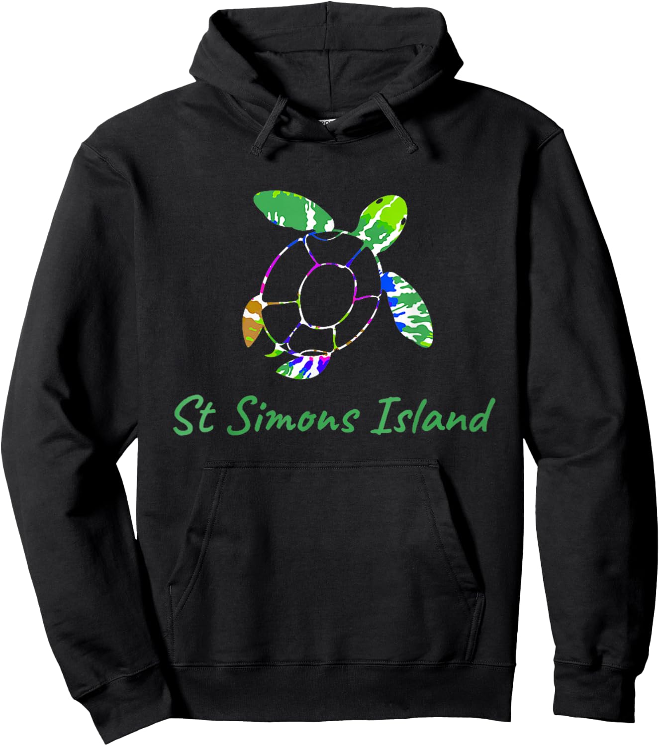 Tie Dye Turtle Marine Life St Simons Island Georgia Batik Hoodie - Hoodie | Black