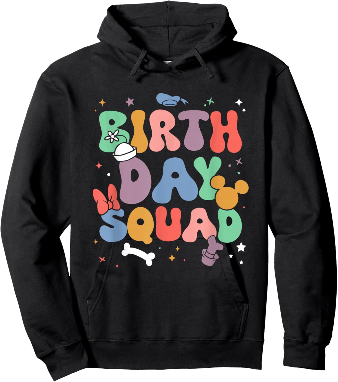 Disney Mickey and Friends Birthday Squad Vintage Logo Hoodie - Hoodie | Black