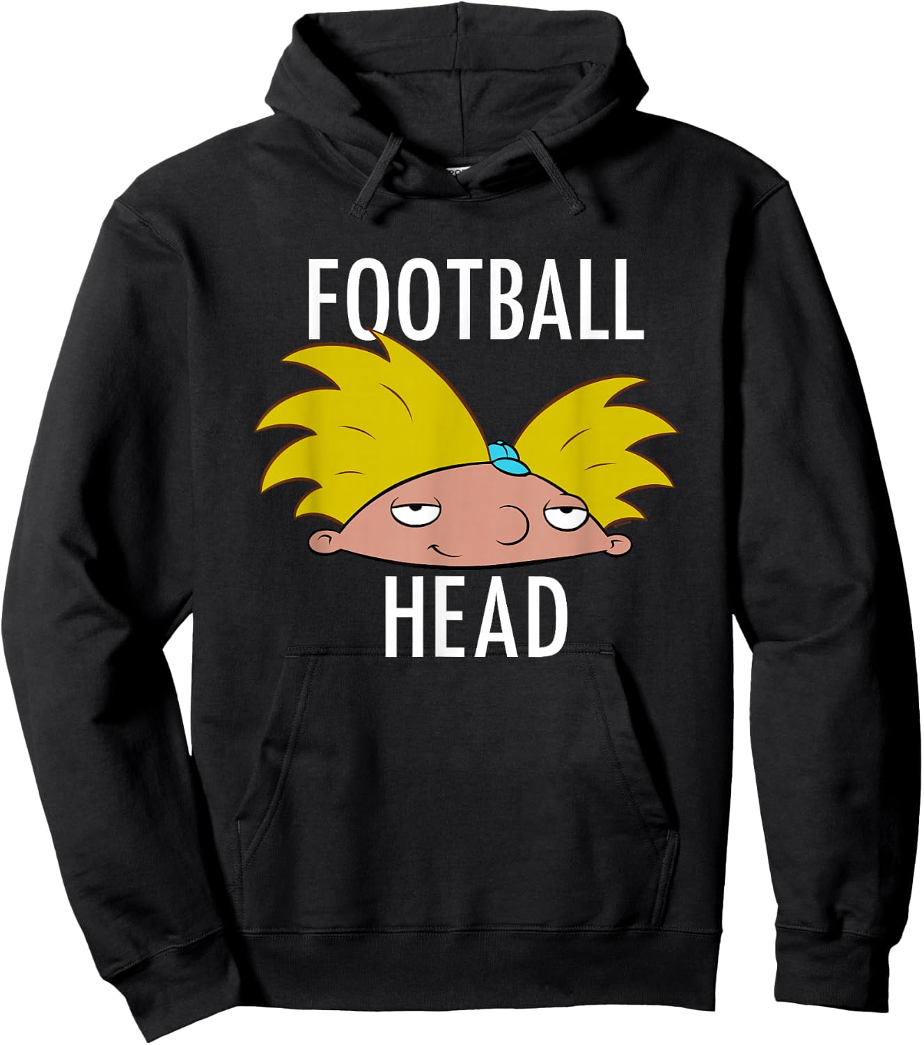 Hey Arnold! Iconic Arnold Football Head Big Chest Portrait Hoodie - Hoodie | Black