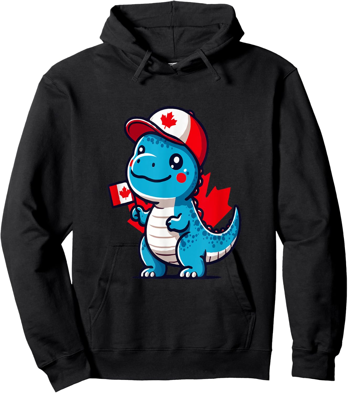Canada Kids Flag Funny Blue Dinosaur Toddler Flag Hoodie - Hoodie | Black