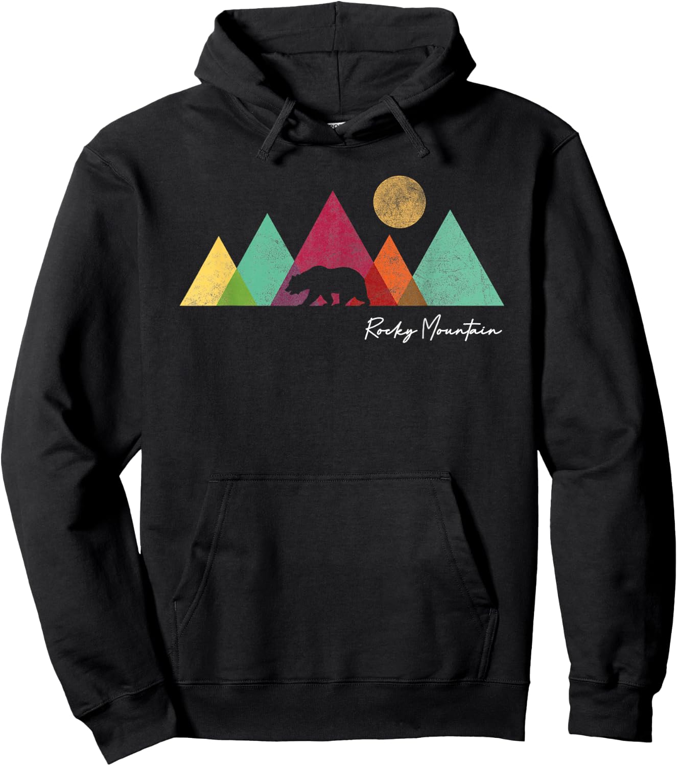Rocky Mountains National Park Colorado Souvenir Bear Graphic Hoodie - Hoodie | Black