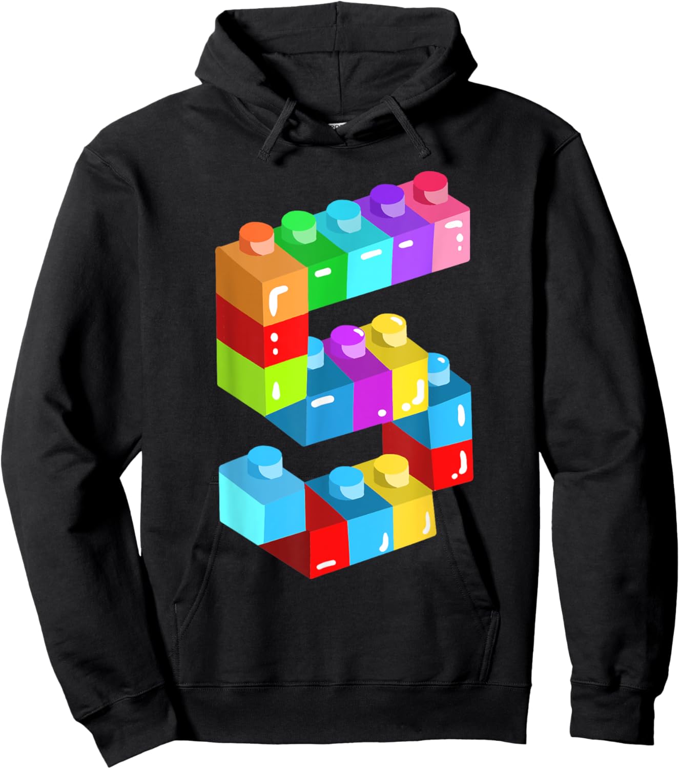Kids Building Blocks Bricks 5 Years Old 5th Birthday Boys Hoodie - Hoodie | Black