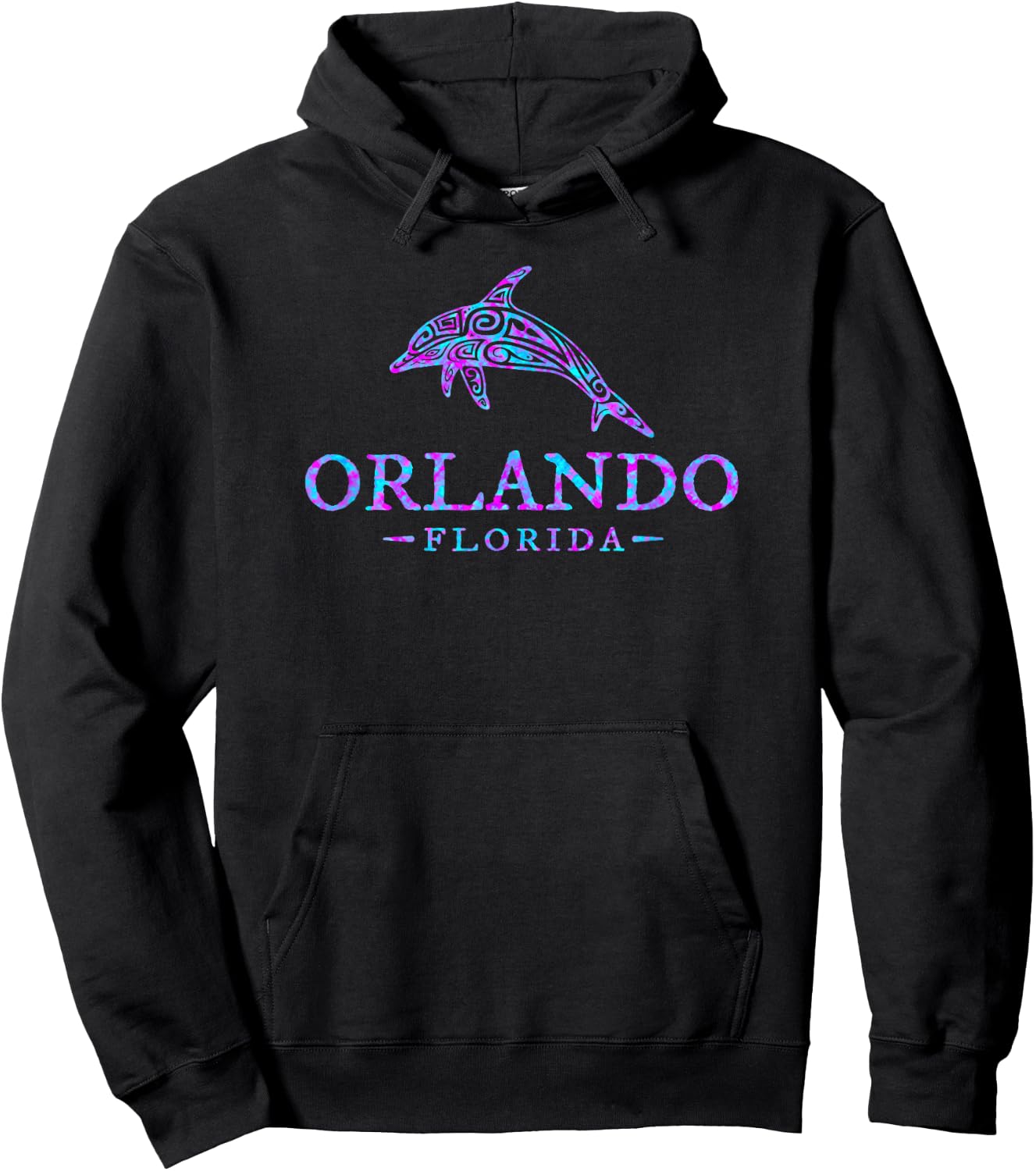 Orlando Florida Tie Dye Dolphin Girls Boys Vacation Souvenir Hoodie - Hoodie | Black