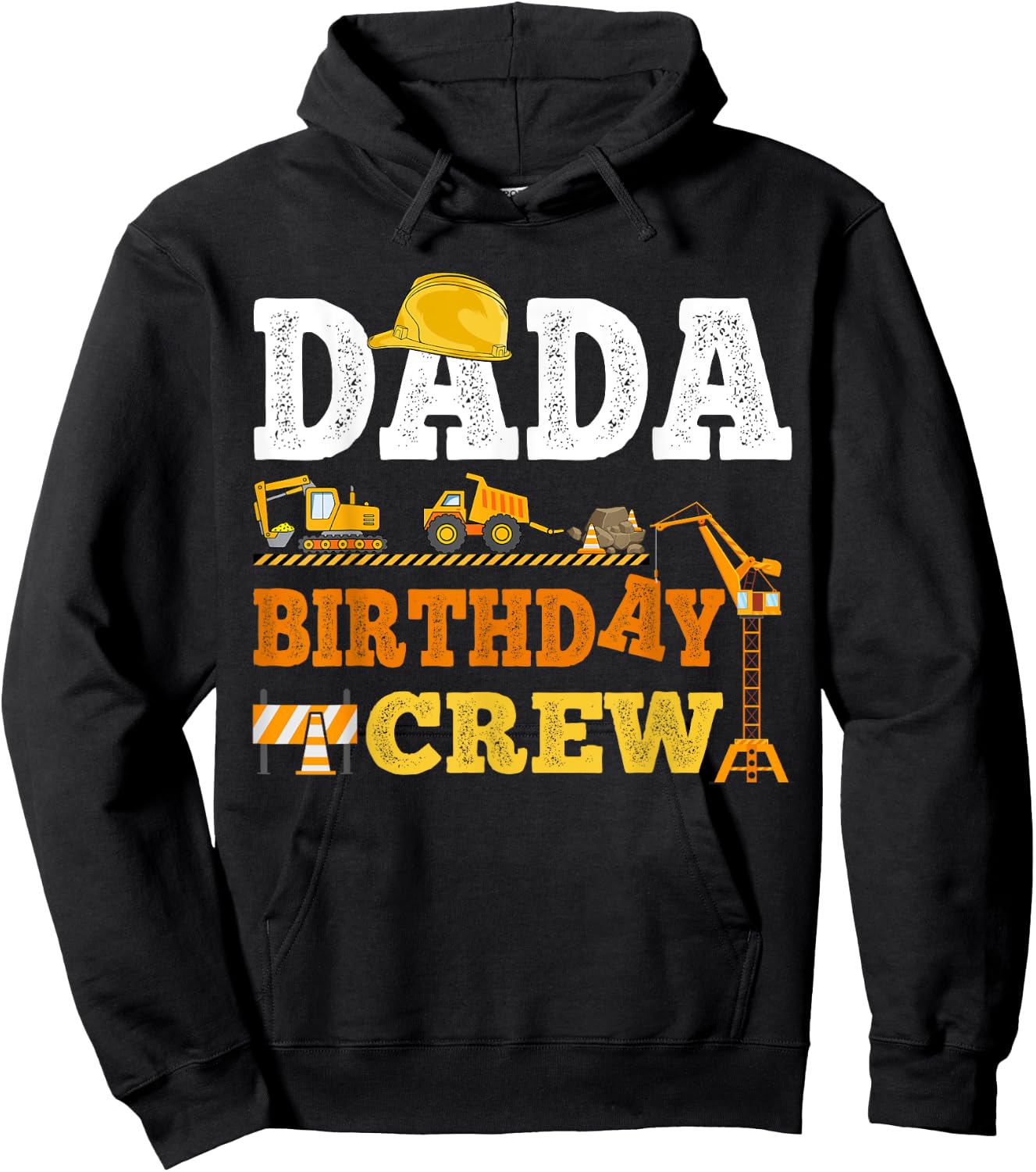 Dada Birthday Crew Construction Excavator Kids Family Set Hoodie - Hoodie | Black