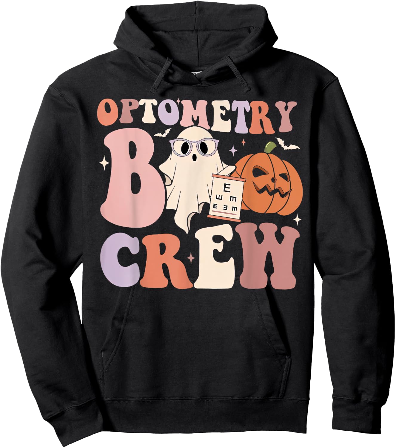 Retro Optometry Boo Crew Optometrist Ghost Pumpkin Halloween Hoodie - Hoodie | Black