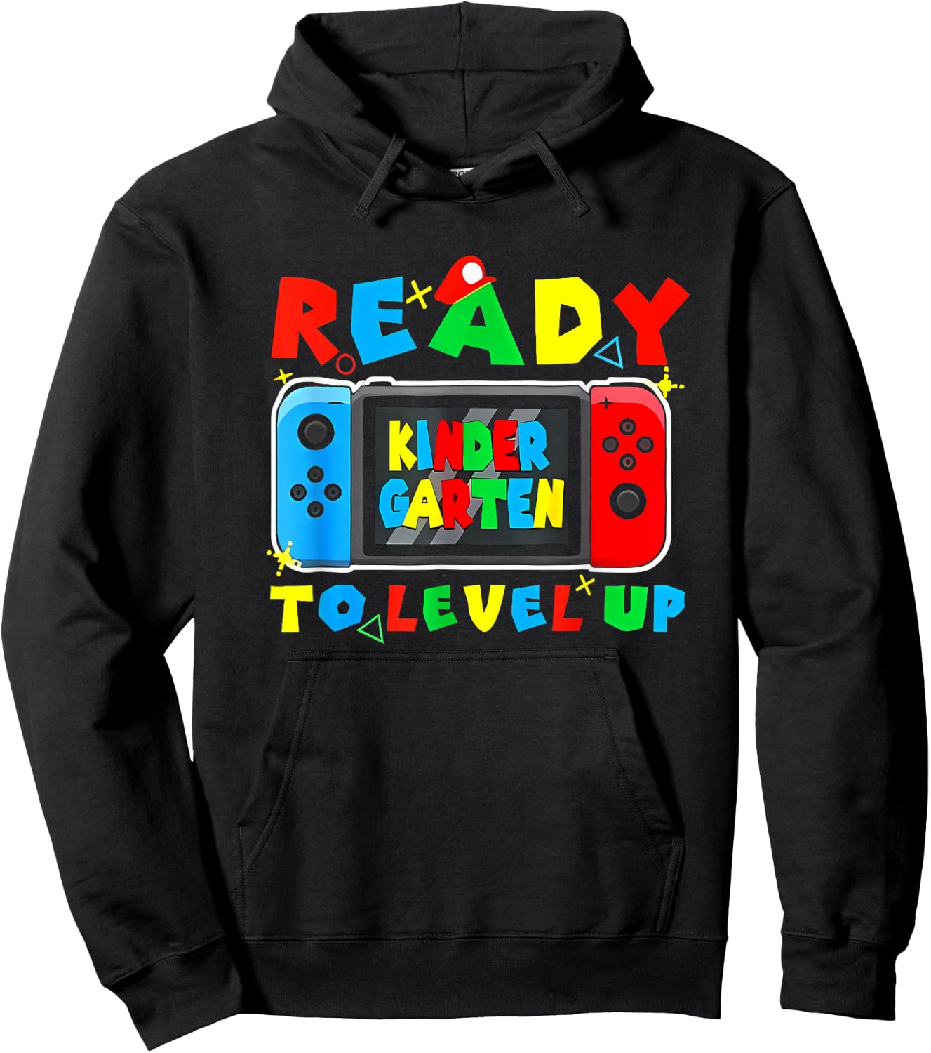 Retro Back To School Kindergarten Ready To Level Up Gamer Hoodie - Hoodie | Black
