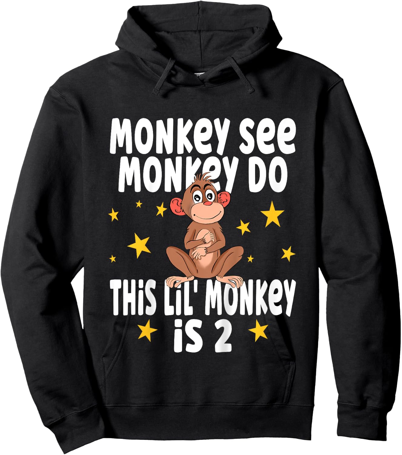 Kids Monkey See Monkey Do This Lil Monkey Is 2 Birthday Party Hoodie - Hoodie | Black