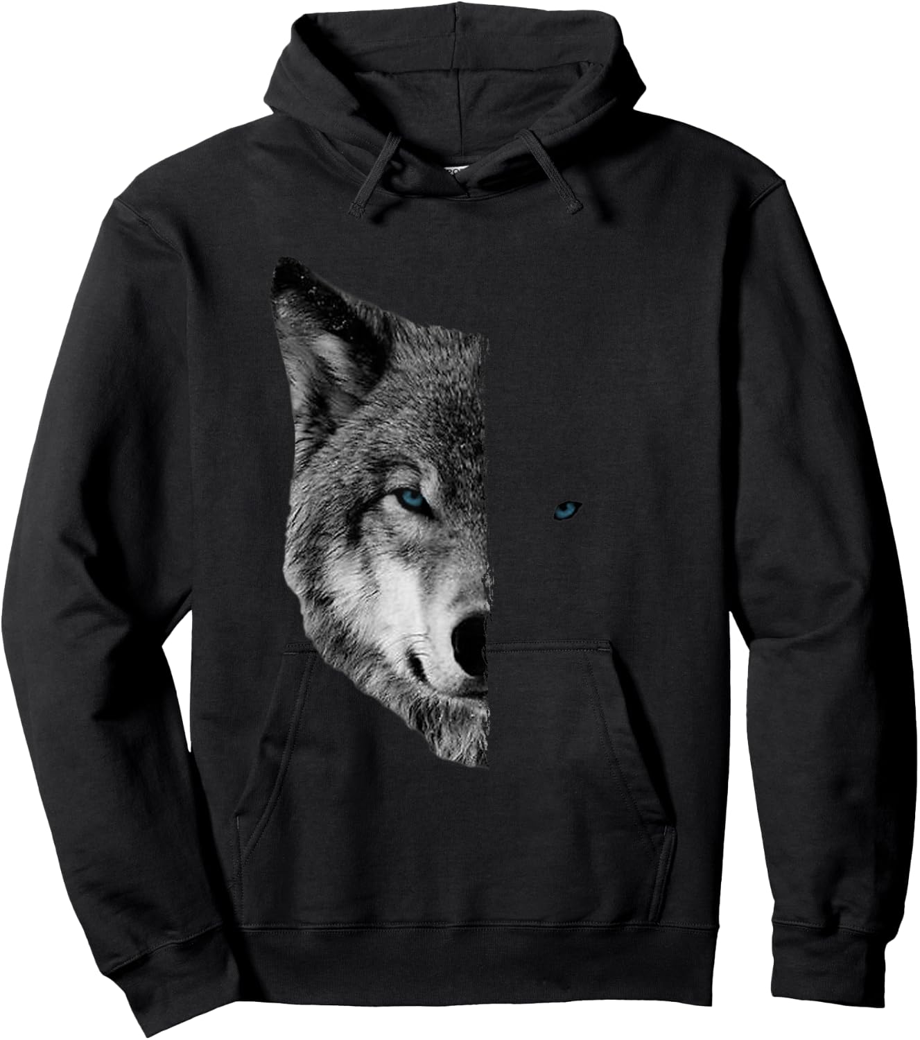 Wolf - Split Face Wolf Shirts Magical Wolves Hoodie - Hoodie | Black