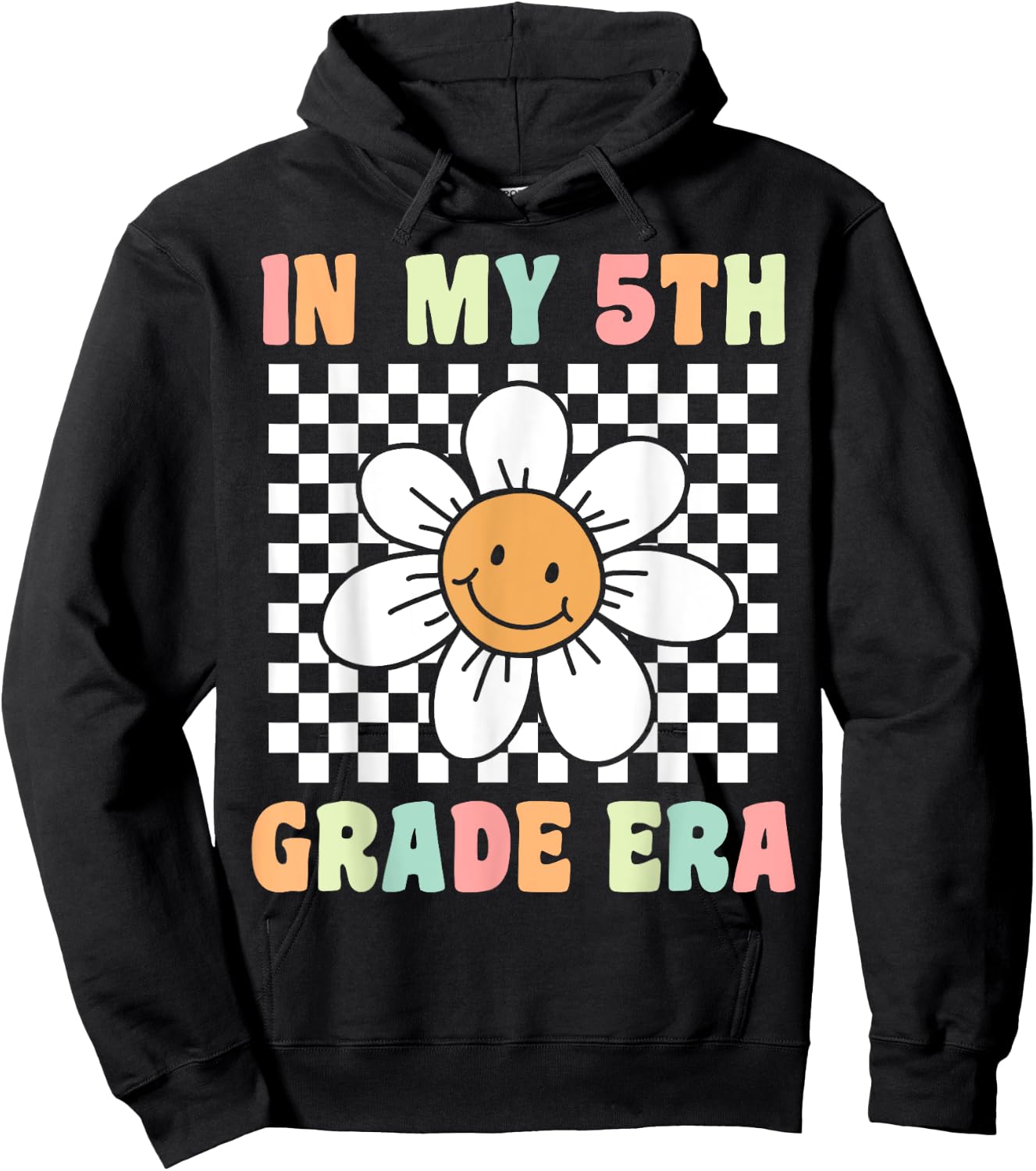 In My 5th Grade Era Flower Groovy Fifth Grade Back to School Hoodie - Hoodie | Black