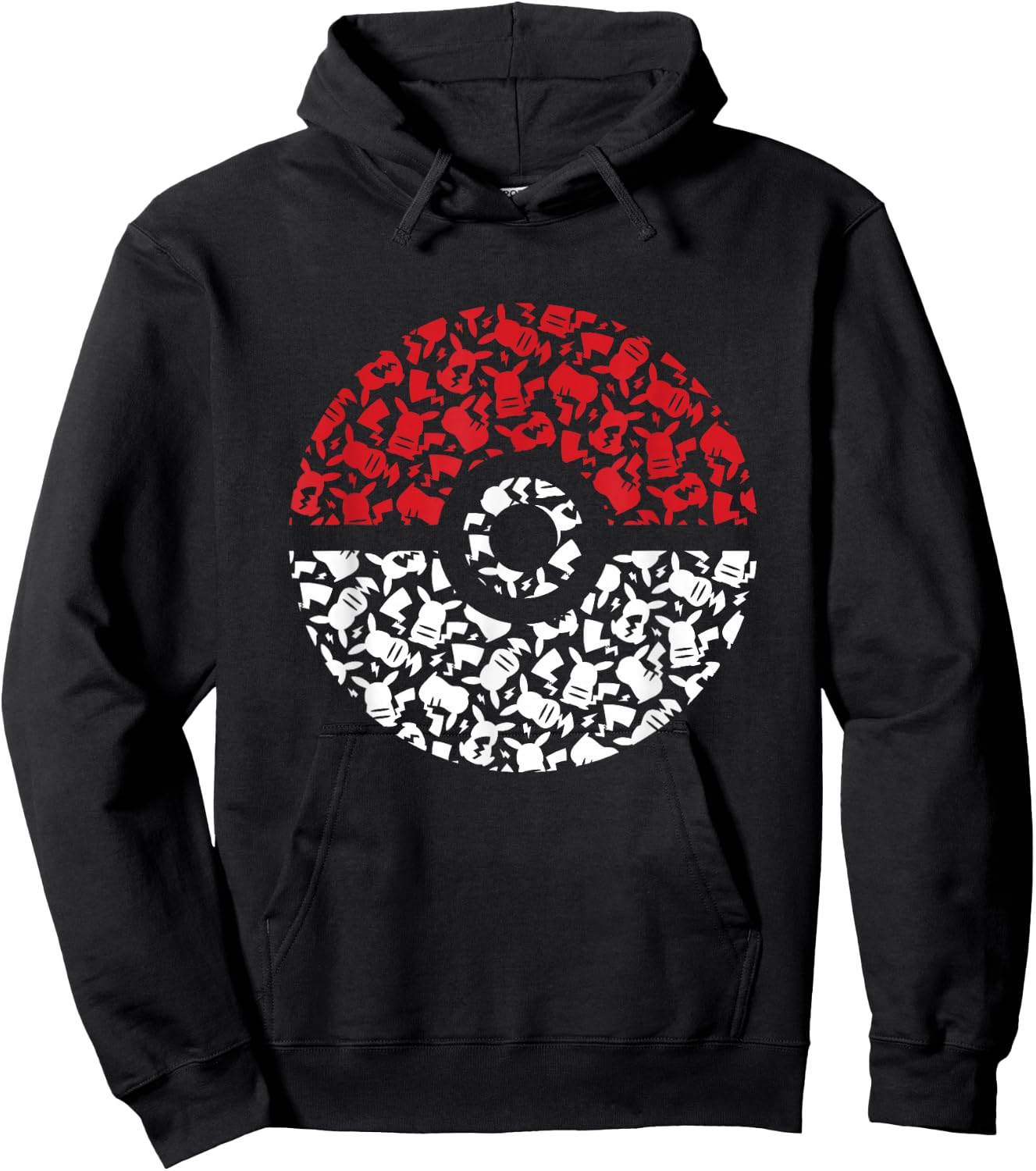 Pokemon Adult Pikachu Pokeball Pattern , Black, Small Hoodie - Hoodie | Black