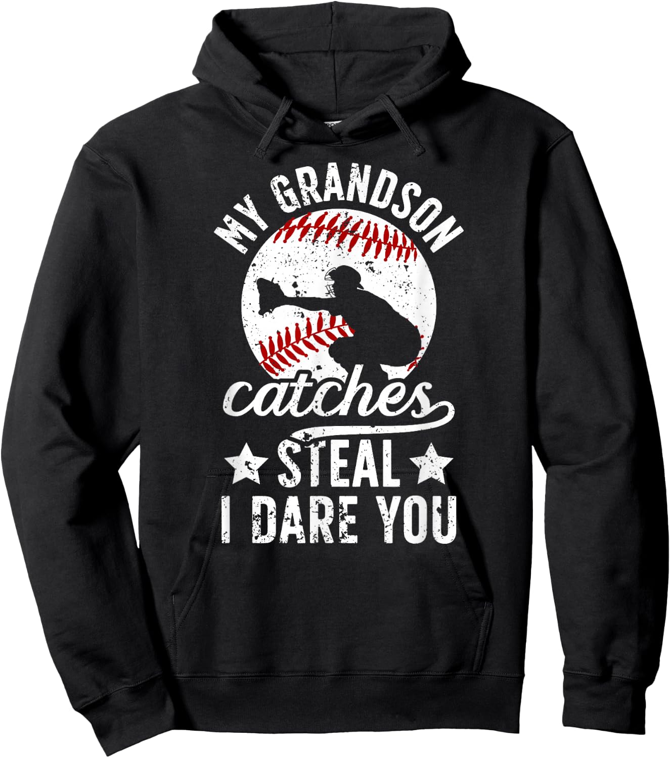 My Grandson Catches Baseball Catcher Grandma Hoodie - Hoodie | Black