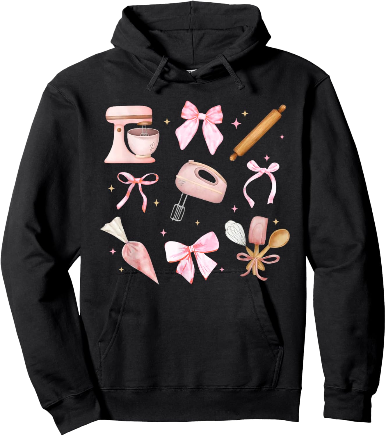 Cute Baking Coquette Pink Bow Cookie Pastry Baker Soft Girl Hoodie - Hoodie | Black