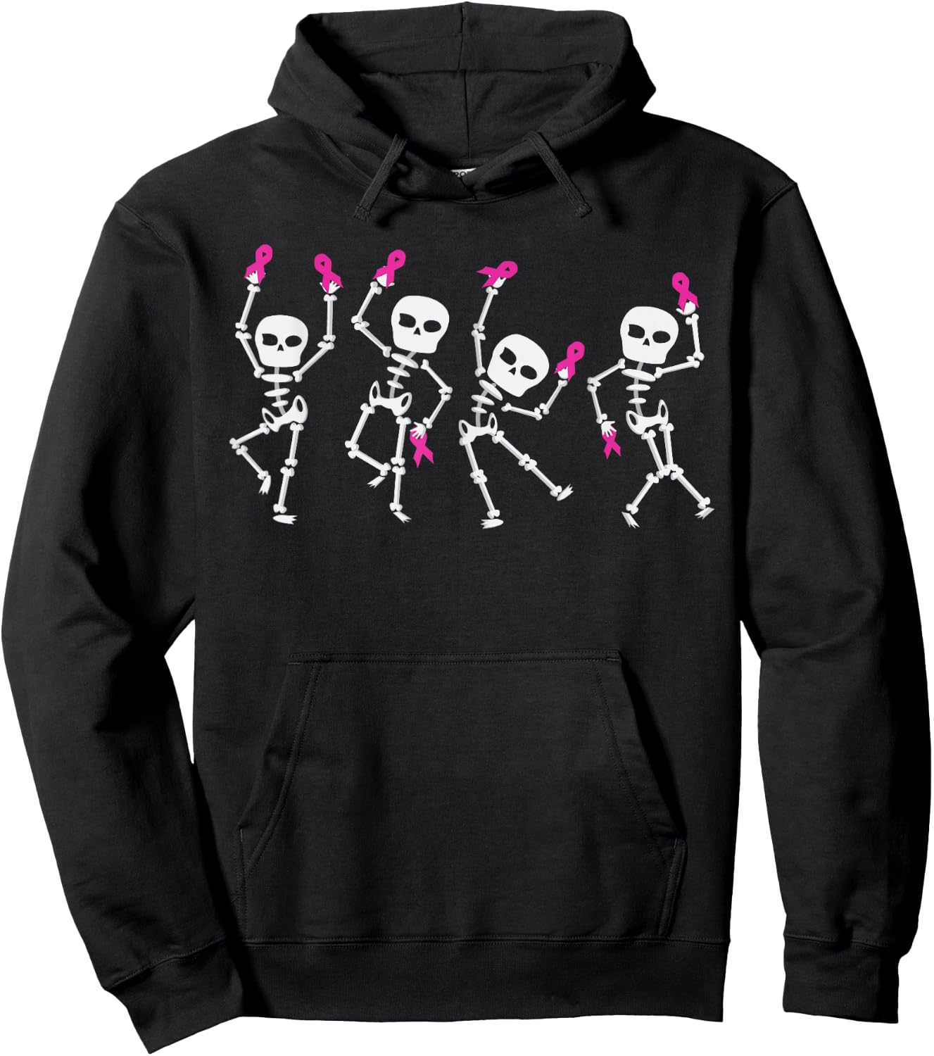 Pink Ribbon Breast Cancer Awareness Skeleton Dancing Costume Hoodie - Hoodie | Black