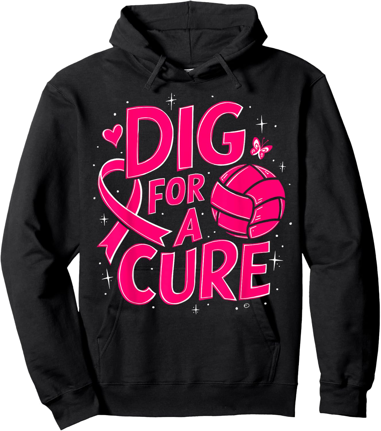 Dig For A Cure Breast Cancer Awareness Volleyball Pink Hoodie - Hoodie | Black