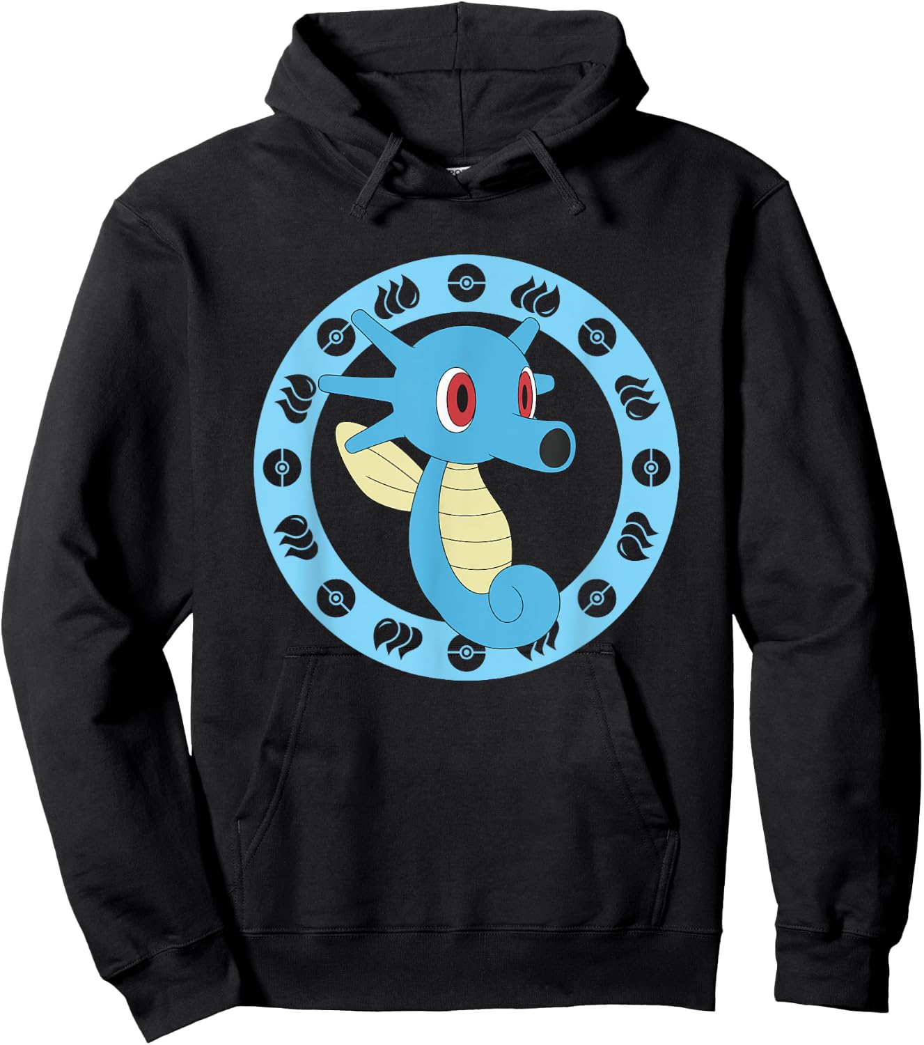 Pokémon Horsea Water Themed Cute Portrait Hoodie - Hoodie | Black