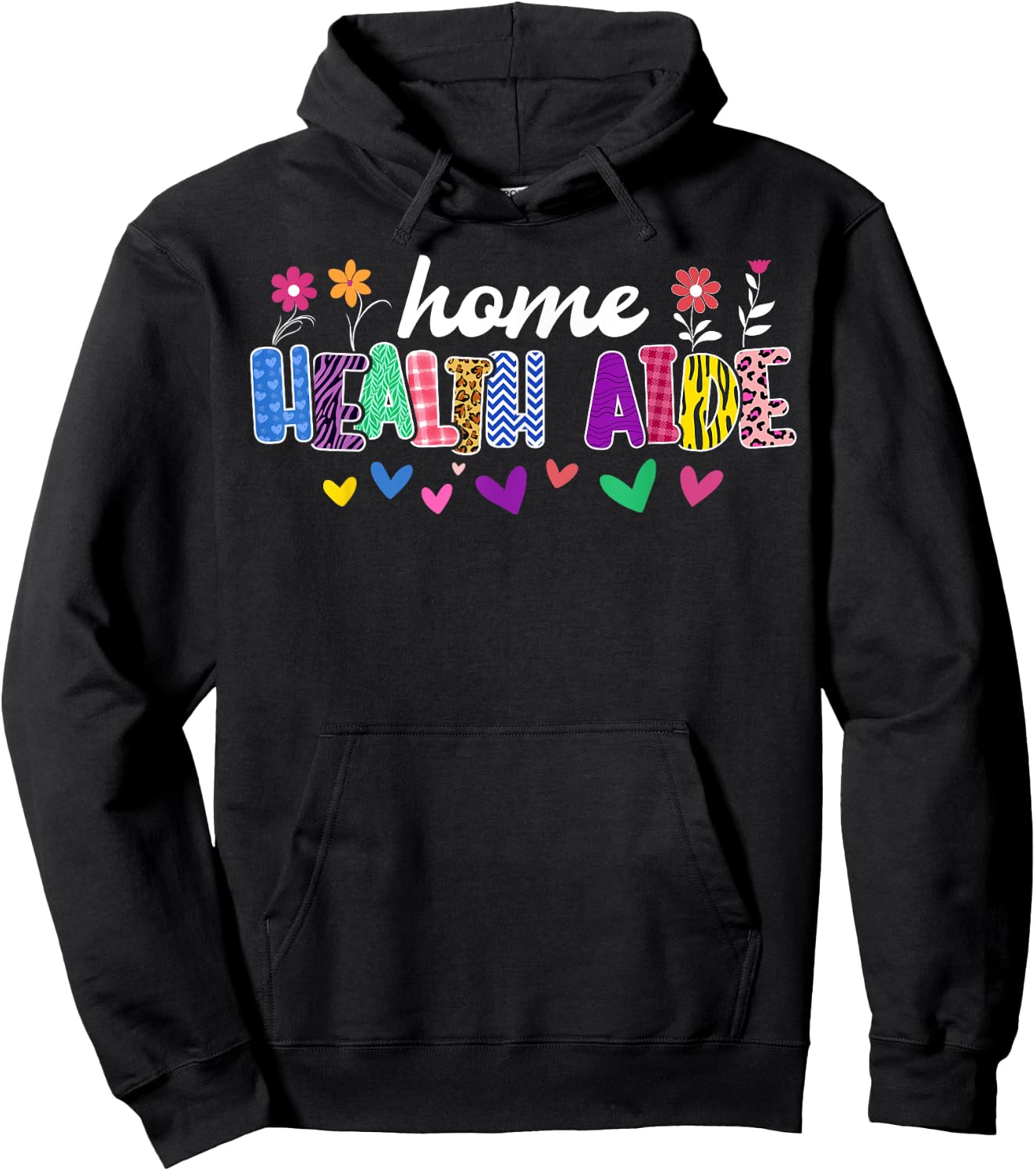 Home Health Aide Heart Leopard Hoodie - Hoodie | Black