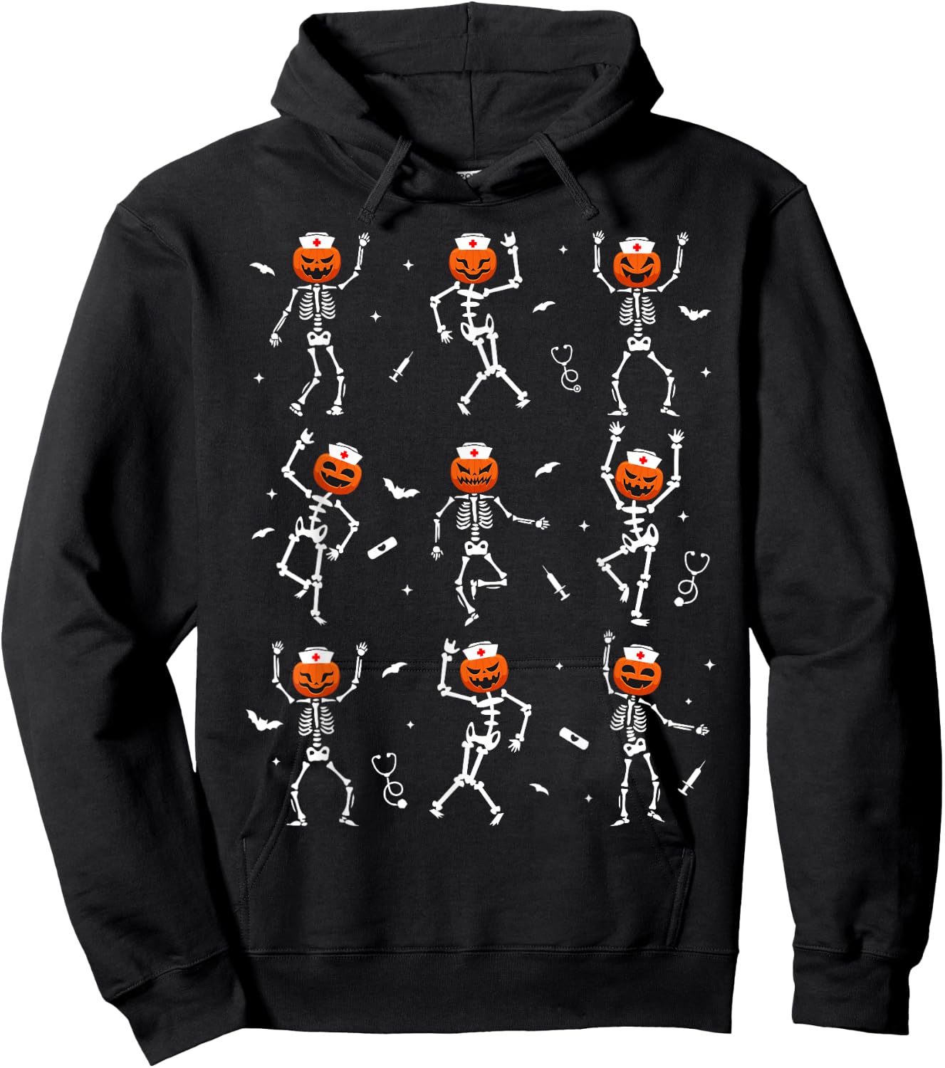 Funny Dancing Skeleton Nurse Halloween healthcare Crew RN Hoodie - Hoodie | Black