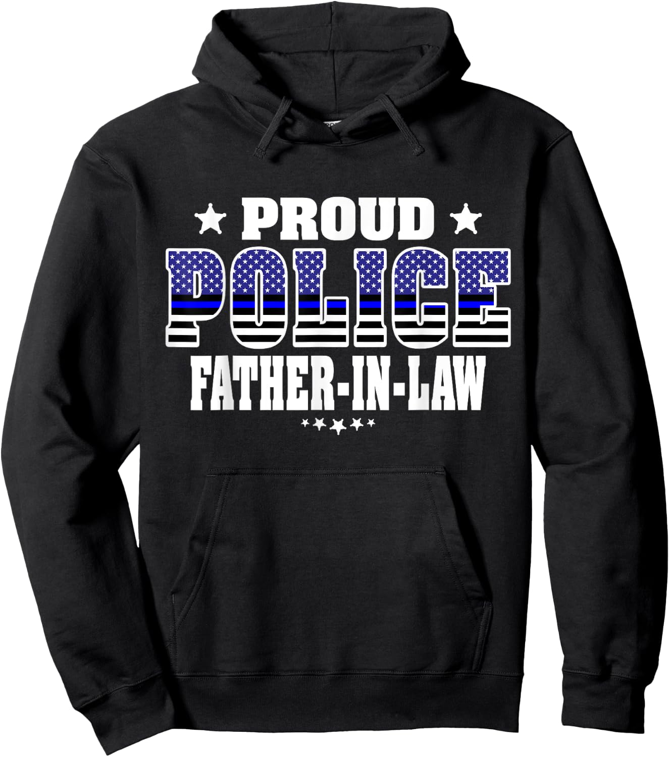 Proud Police Father-In-Law Thin Blue Line US Cop Dad-In-Law Hoodie - Hoodie | Black