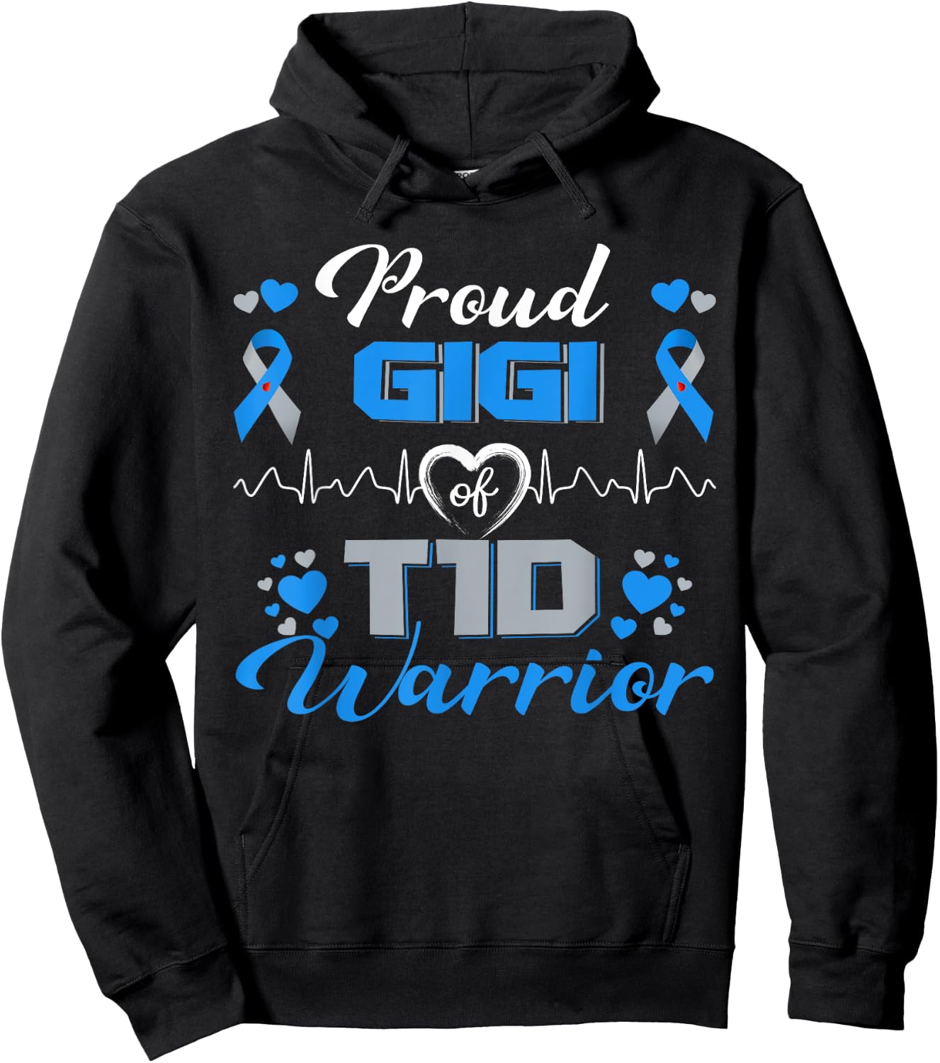 Proud Gigi Of T1D Warrior Type 1 Diabetes Awareness Month Hoodie - Hoodie | Black