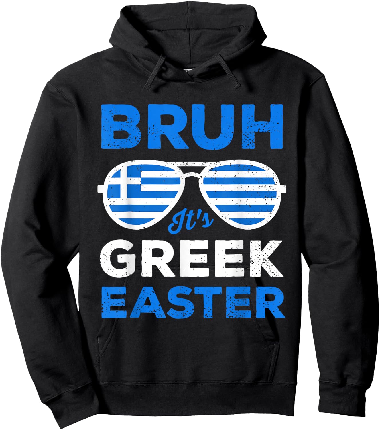 Greek Easter Bruh Funny Retro Sunglasses Greek Easter Boys Hoodie - Hoodie | Black