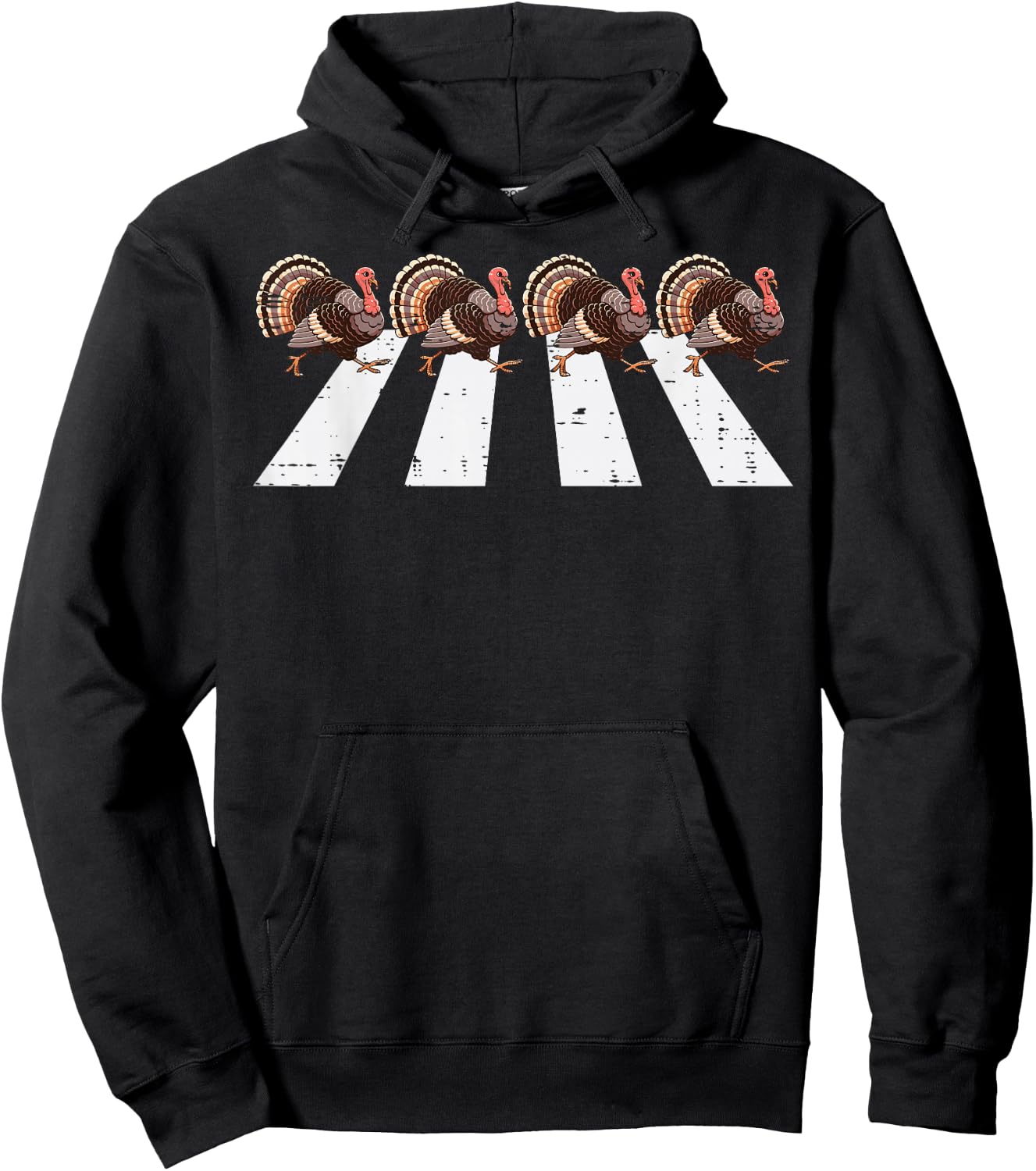 Thanksgiving Turkeys Crossing Road Crosswalk Men Women Kids Hoodie - Hoodie | Black
