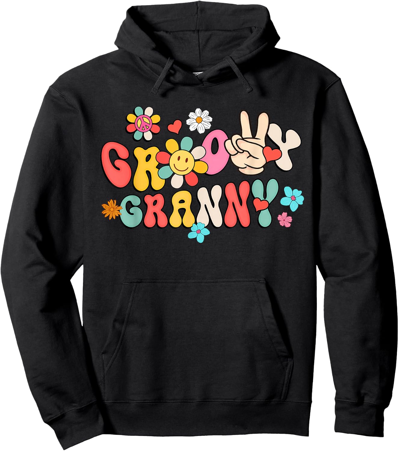 Retro Groovy Granny Family Matching Mother's Day Gifts Hoodie - Hoodie | Black