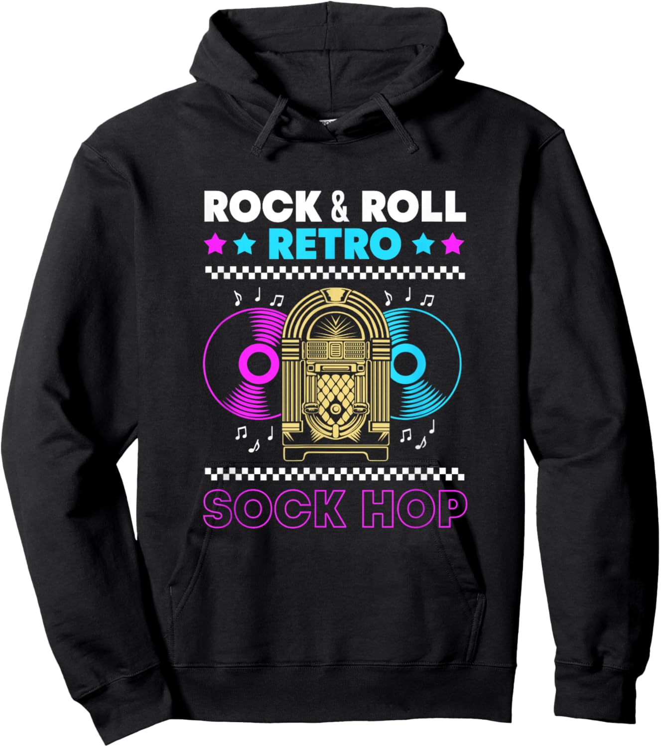 Rock And Roll Jukebox Music 50s Retro Sock Hop Hoodie - Hoodie | Black