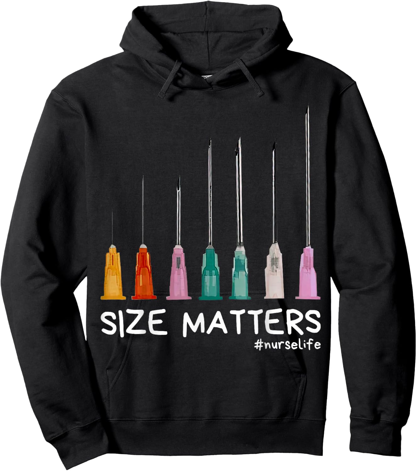 Needle Size Matters Funny Nursing CNA Nurse Life Hoodie - Hoodie | Black