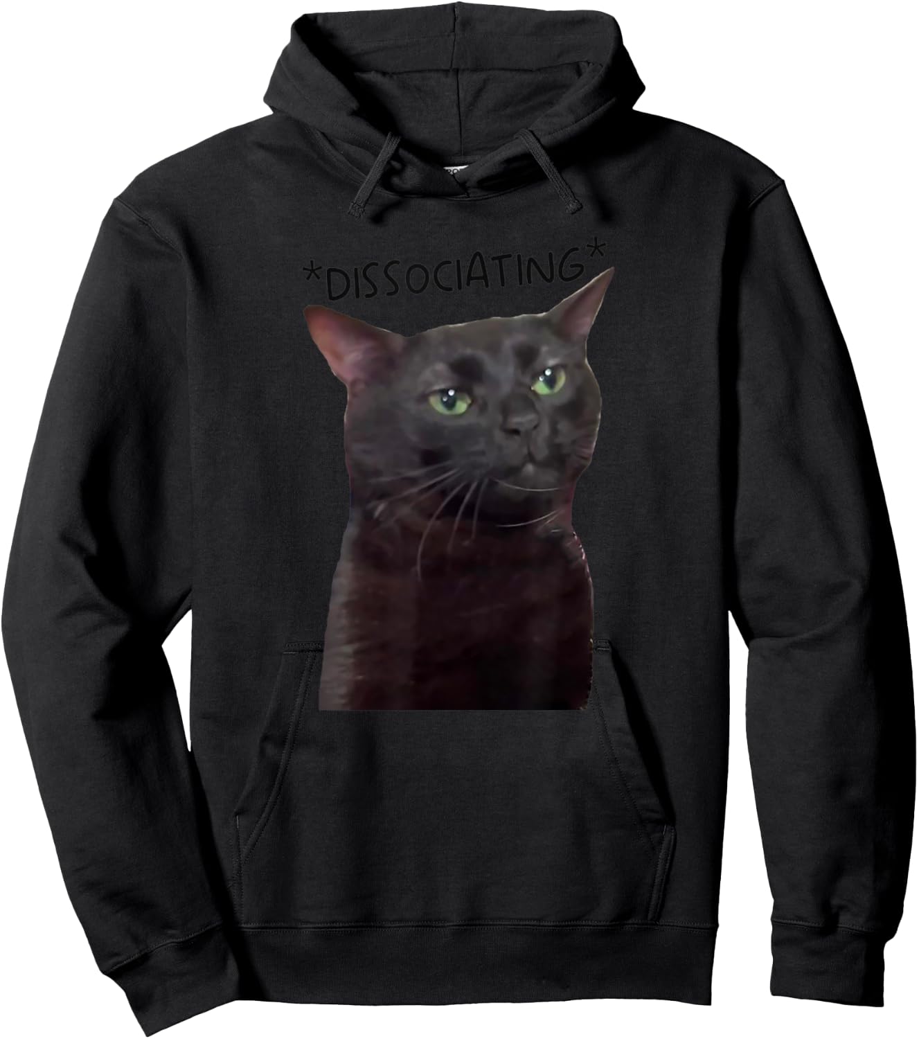 Dissociating, Zoning Out Black Cat Meme Men Women Hoodie - Hoodie | Black