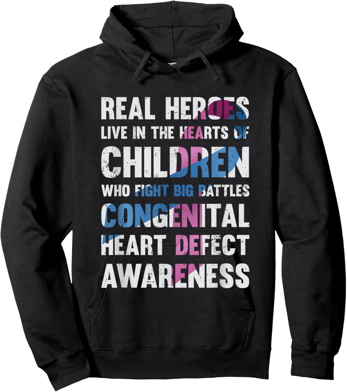 Congenital Heart Defect CHD Awareness Real Heroes Hoodie - Hoodie | Black