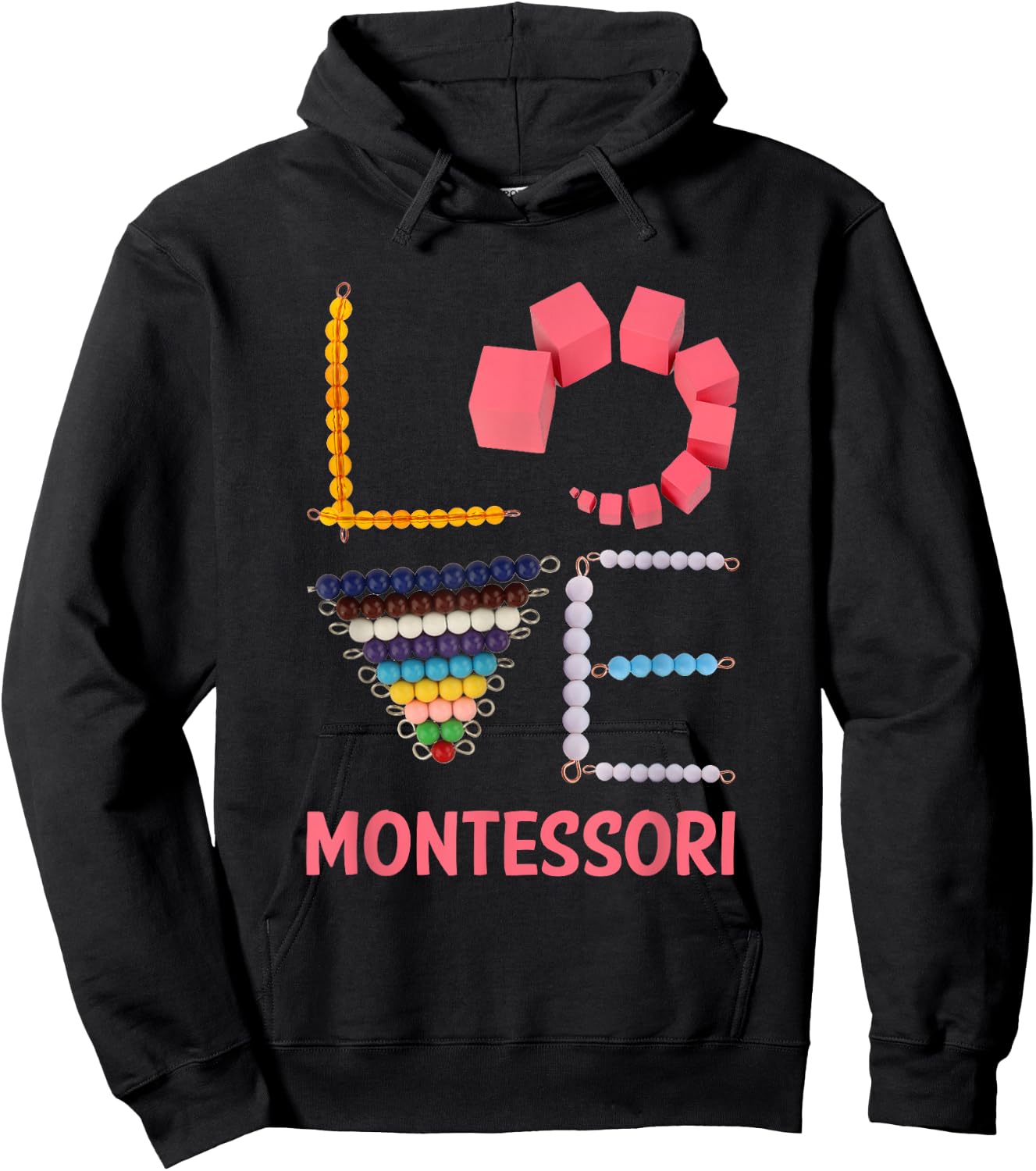 Love Montessori Education Math Teacher Hoodie - Hoodie | Black