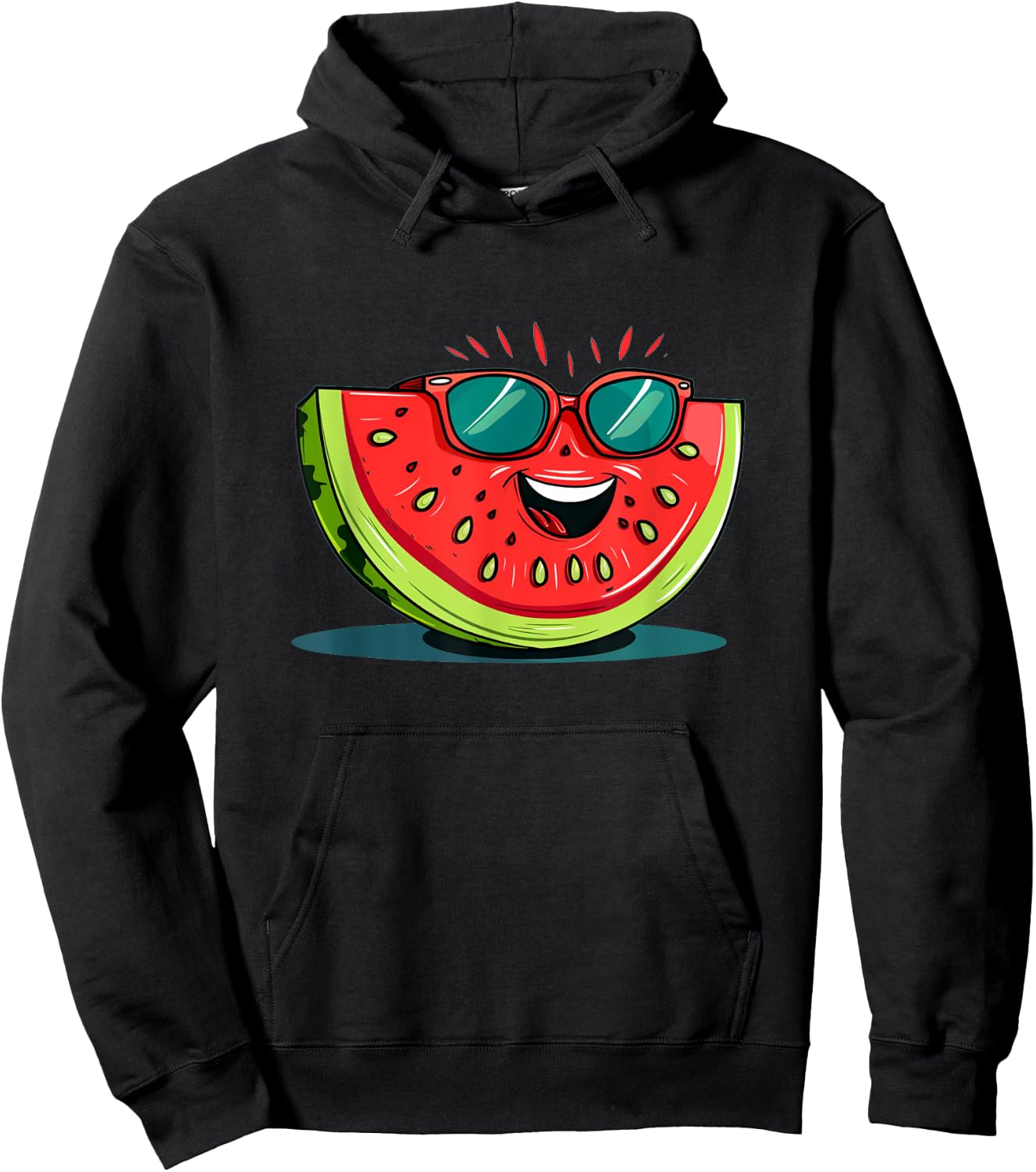 Awesome Watermelon Face with Sunglasses for Summer Fruits Women Girls Kids Hoodie - Hoodie | Black