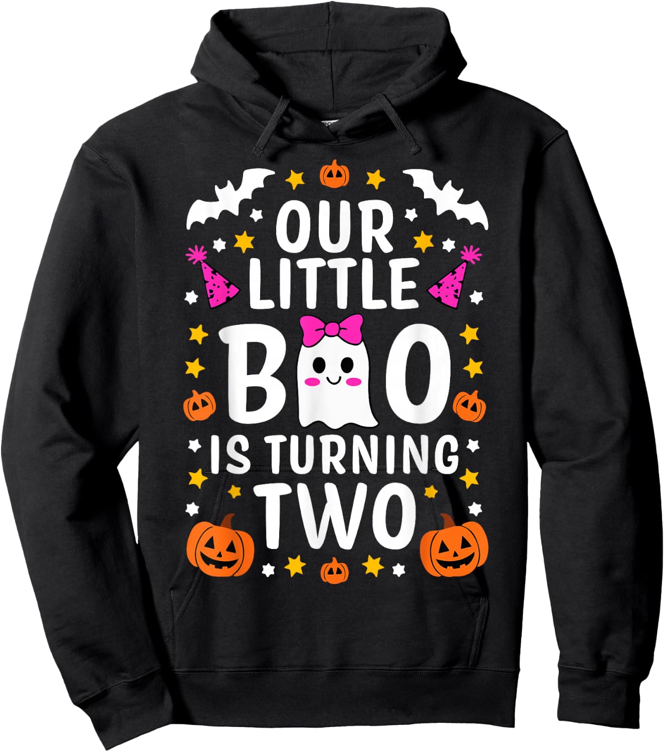 Our Little Boo Is Turning Two Yr 2nd Birthday Girl Halloween Hoodie - Hoodie | Black