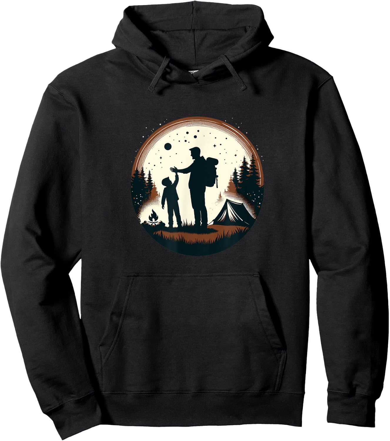 father son hiking mountain Camping Buddies son dad camp Hoodie - Hoodie | Black