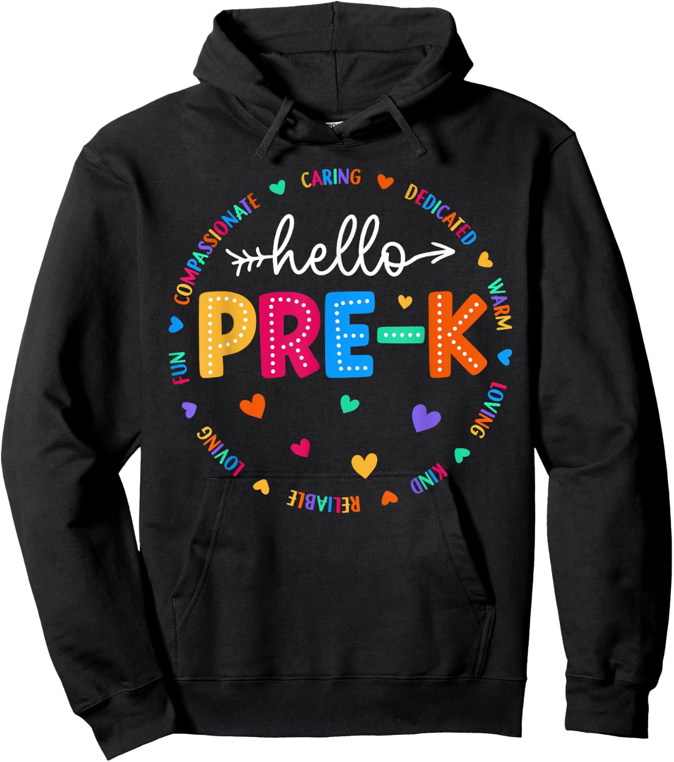 Pre-K Hello Back To School Pre-K Teacher Student First Day Women Girls Kids Hoodie - Hoodie | Black