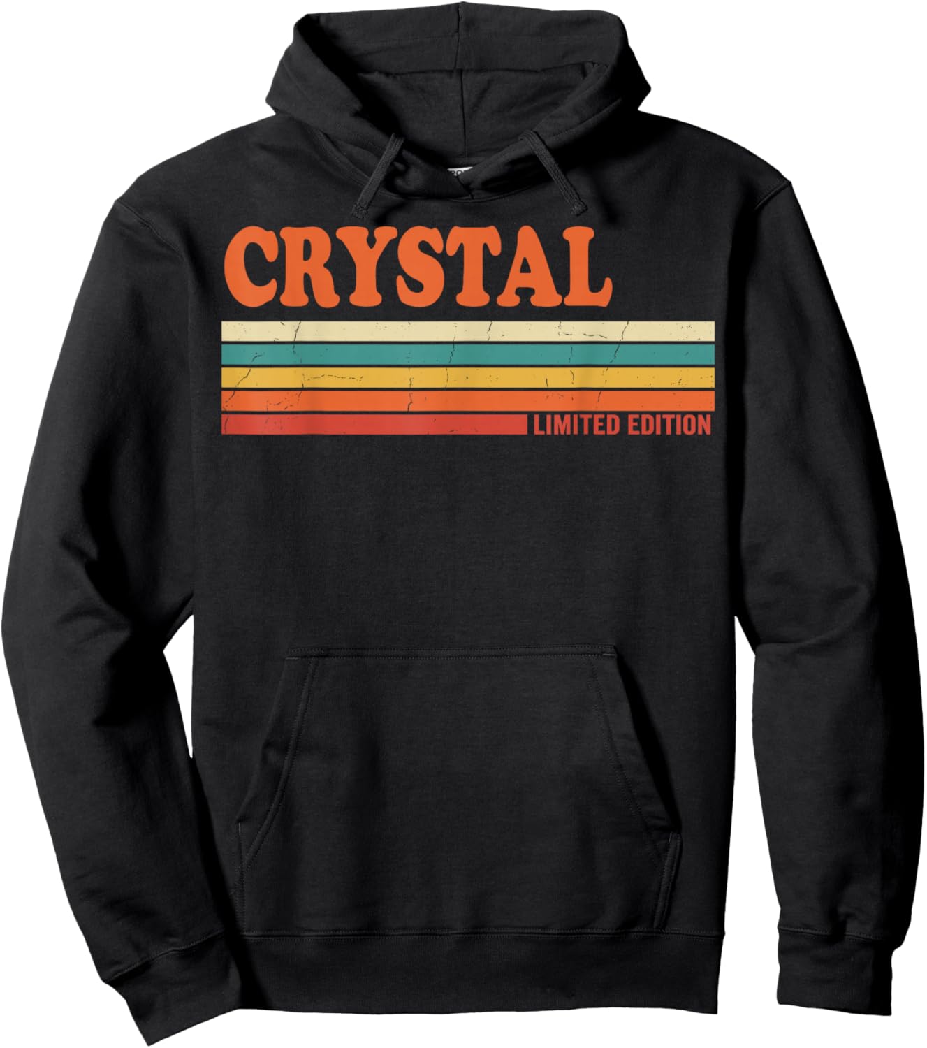Crystal Retro Personalized First Name Vintage Stripes Hoodie - Hoodie | Black