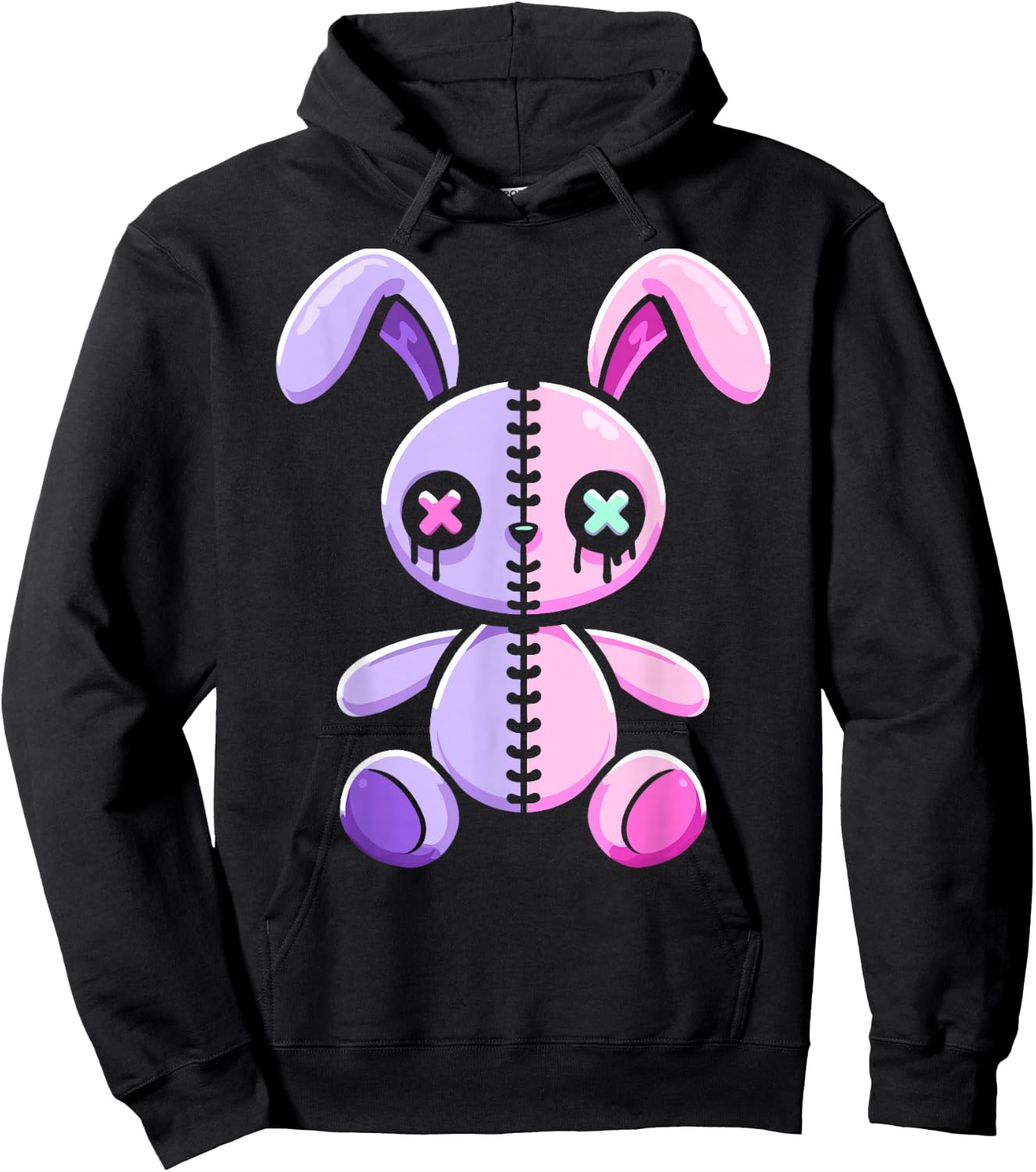 Pastel Goth Bunny Rabbit Cute Gothic Menhera Kawaii Pink Alt Hoodie - Hoodie | Black