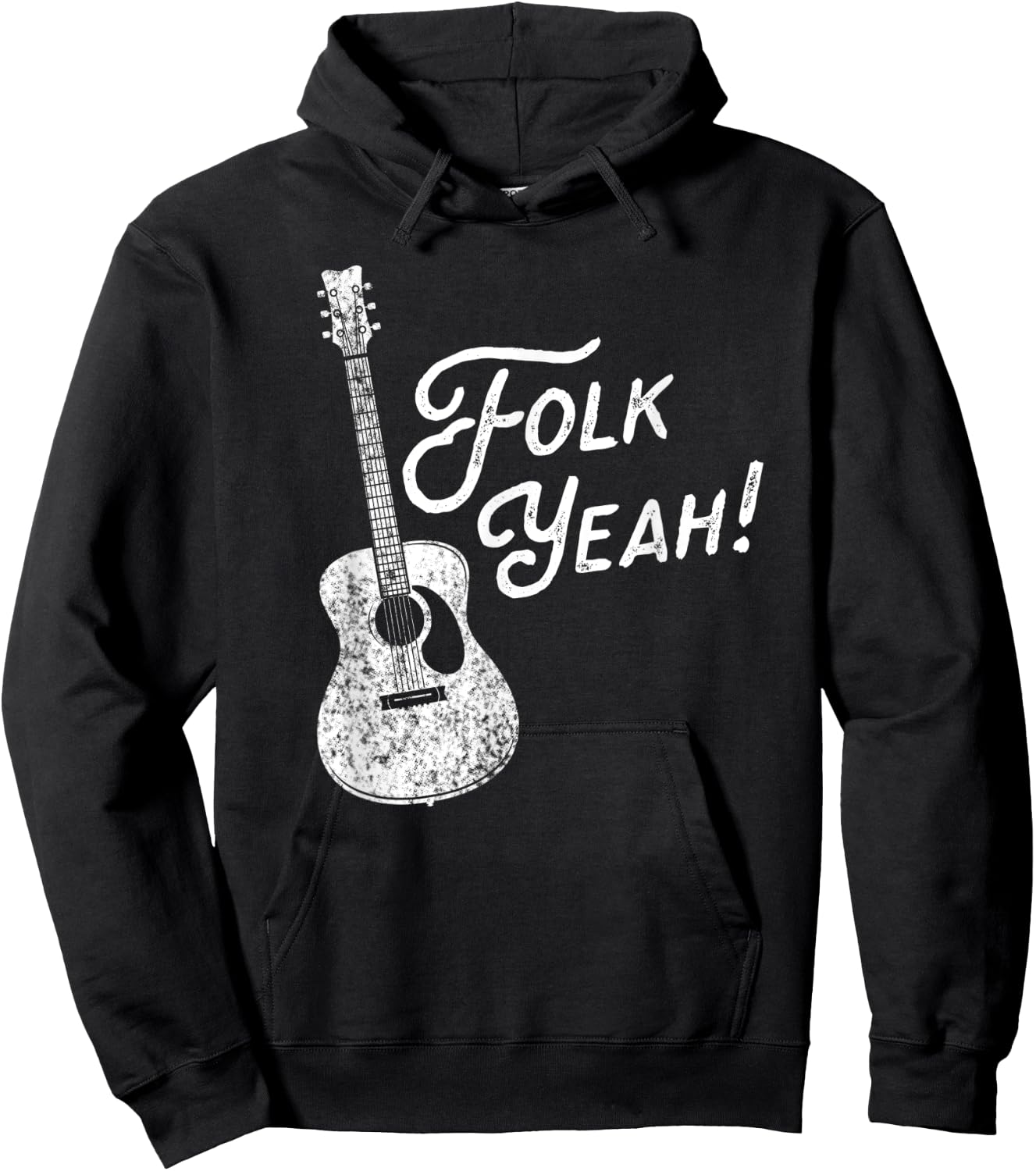 Folk Yeah! Funny Acoustic Guitar Music Lover Gift Hoodie - Hoodie | Black