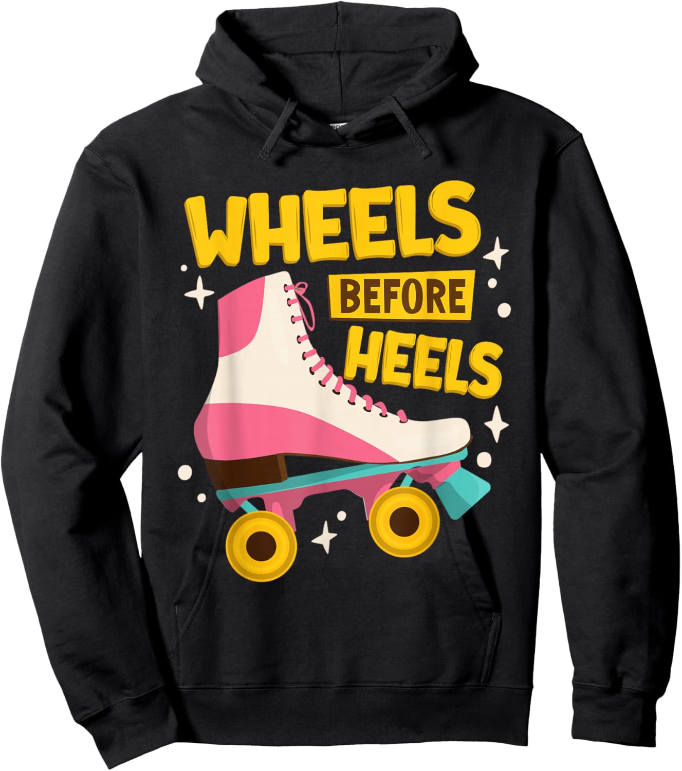 Wheels Before Heels | Roller Skating | Kids | Roller Skates Hoodie - Hoodie | Black